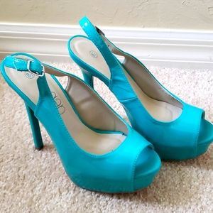 Teal slingbacks